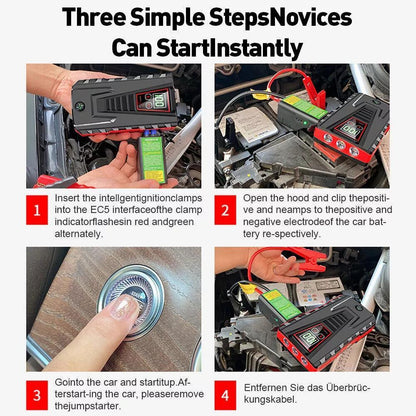 Car Jump Starter Pack -Booster Battery Charger Emergency Power Bank 6000A Peak, Portable Multi Function Car Jump Starter Emergency Booster, Car Emergency Mobile Power Battery Gasoline Diesel Car Starter With LED Flashlight, Suitable for suv, truck, diesel