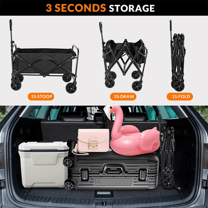 1pc Large Capacity Campervan for 149.69KG with Drinks Pocket, Heavy Duty Utility Wagon, All Terrain Trolley for Groceries Outdoor Beach Gardening Shopping Pet Outings Fishing