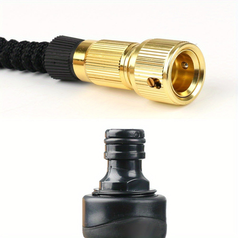 100FT Heavy Duty Flexible Expandable Garden Water Hose Pipe & Rugged Spray Gun Black