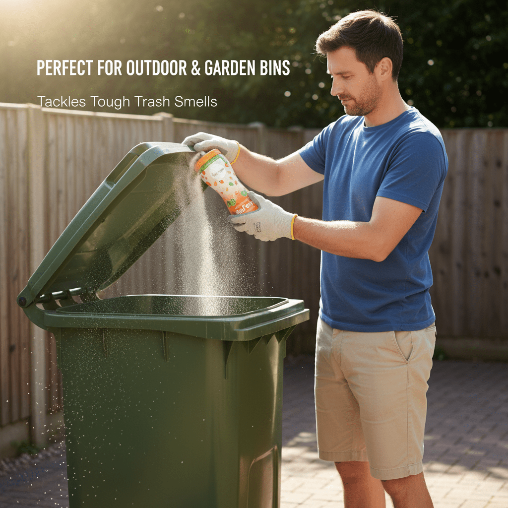 2 Pack Bin Freshener Powder, Orange Scented Bin Deodoriser & Moisture Absorber for Kitchen, Household, Office, Garden & Wheelie Bins