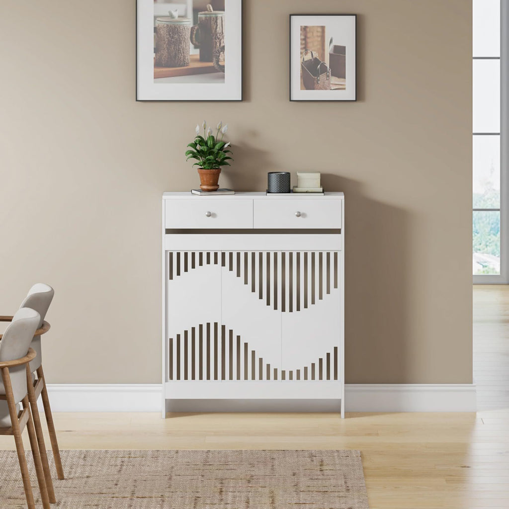 Radiator Cover with 78cm, 109cm, Wood, White MDF Drawers Storage Modern Contemporary