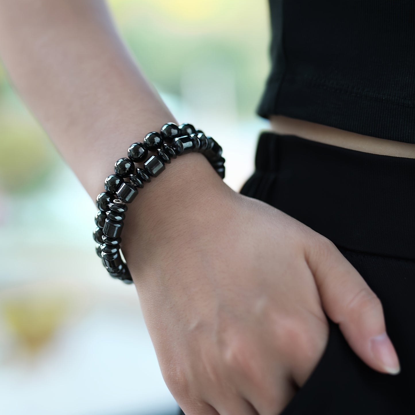 4pcs Men'S Fashion Sports Black bangle bracelet Handcrafted Retro-Style Body Jewelry Creative Handsome Gift