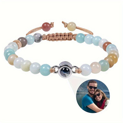 Customized Personalized Frosted Stone Photo Projection Bracelet, Customized Photo Projection Bracelet Festival Gifts