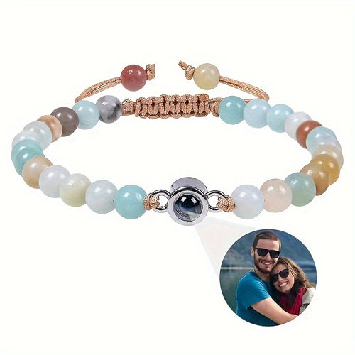 Customized Personalized Frosted Stone Photo Projection Bracelet, Customized Photo Projection Bracelet Festival Gifts