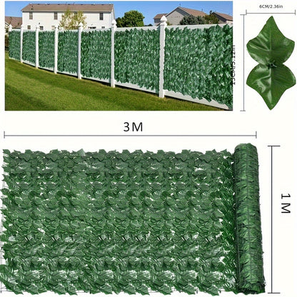 Artificial Ivy Privacy Fence Screen Panel 3m Roll Balcony Garden Wall Trellis Faux Hedge Leaf Outdoor Indoor Decor Green with Ties