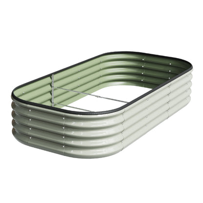 Galvanized Planter Garden Boxes Outdoor, Oval Large Metal Galvanized Raised Garden Bed for Vegetables, 2 Sizes 2 Colours Available