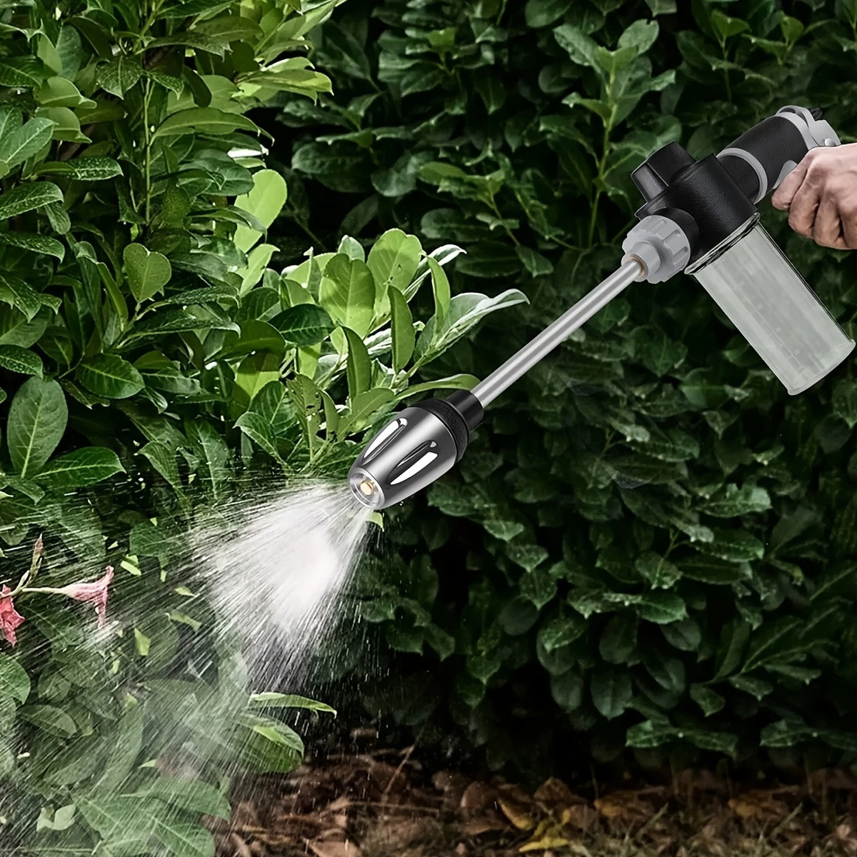 High-Pressure Car Wash Spray Gun With 360° Sprayer Nozzle, Detachable Soap Dispenser, Anti-Slip Grip And Extended Wash Gun, Ideal For Car Cleaning And Garden Watering Applications, Without Battery