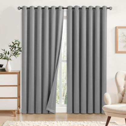 2pcs Full Blackout Eyelet Curtains – Thermal Insulated & Soundproof Drapes, Energy-Saving, Noise Reducing, perfect for Bedroom, Living Room & Home Decoration, Includes Matching Ties