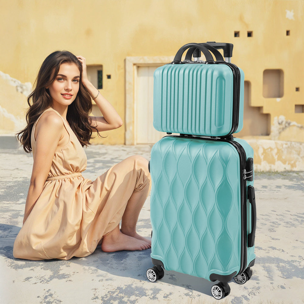 Luggage Sets of 2 Piece, Suitcase Set, Cabin Suitcase with Wheels, Hand Luggage Suitcase and Toiletry Bag with Beauty Case, 20''+14'' Inch