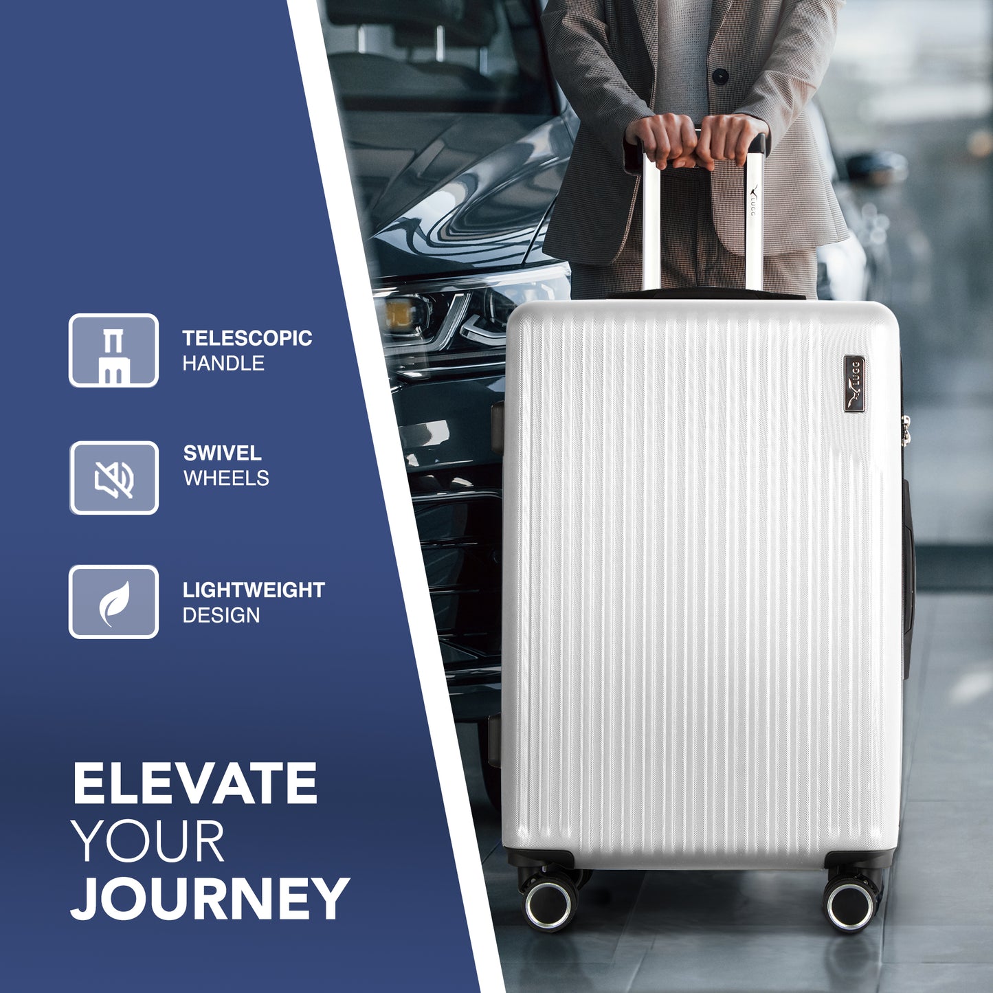 LUGG 76.5 x 50.5 x 30cm Vacay Suitcase ABS Luggage with TSA Indent Lock, Aluminium Trolley Handle, 360° Spinner Wheels, Water-Resistant & Durable Material - Airline Compatible (28inch)