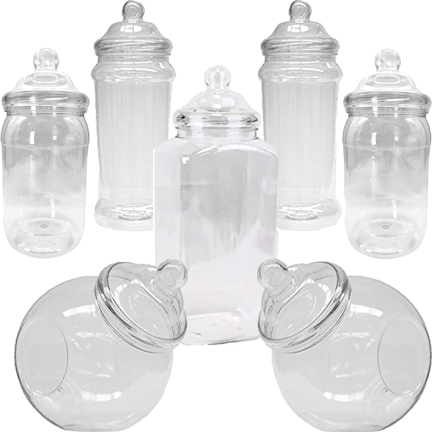 7 Large Plastic Sweet Jars for Truly Sweet Candy Buffet, Sweet Table, Wedding