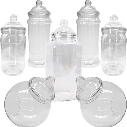 7 Large Plastic Sweet Jars for Truly Sweet Candy Buffet, Sweet Table, Wedding