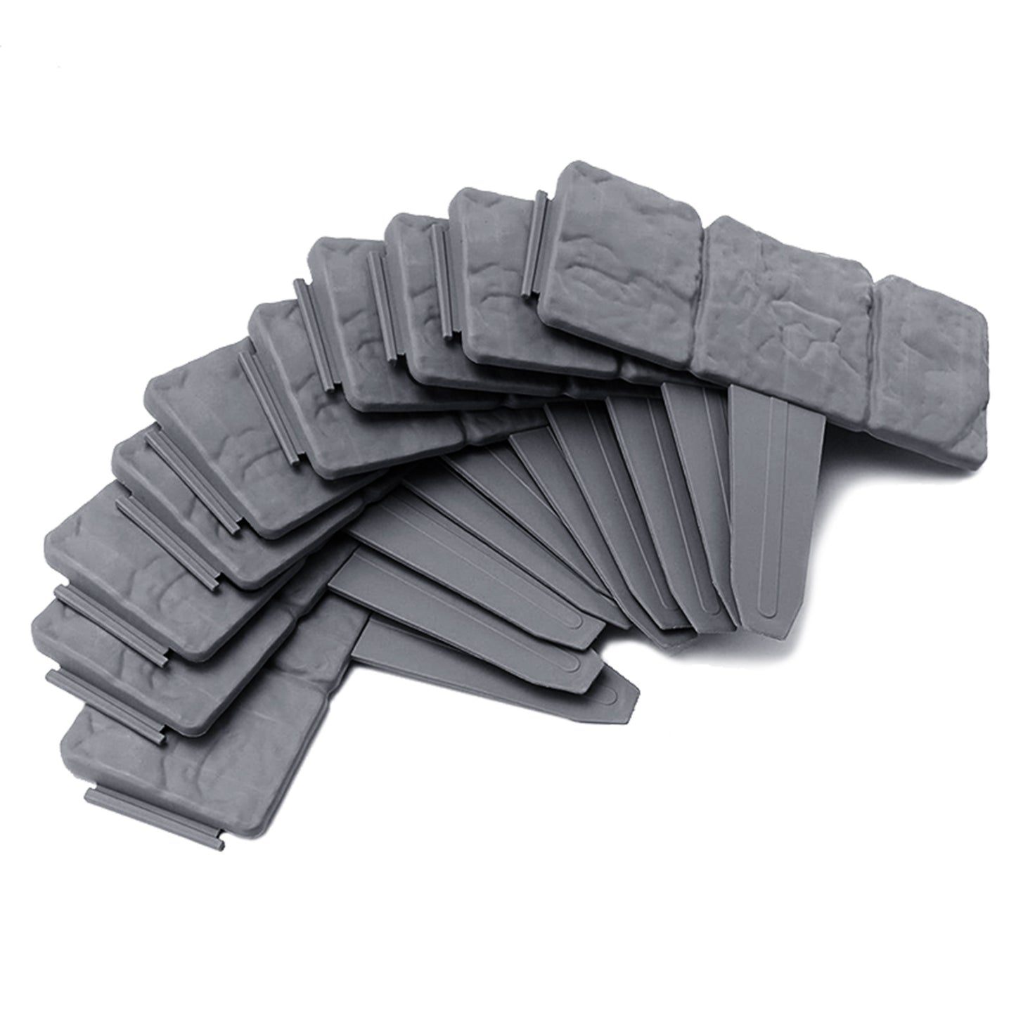 Lawn Edging Plastic Flower Bed Edging T-Shape Flower Bed Border Garden Palisade Garden Fencing with Pointed & Buckle, Flexible Extendable Easy to Install, for Garden Path Flower Bed Pavement Farm, Light Grey/ Anthracite(10pcs/20pcs, 2. 5m/ 5m)