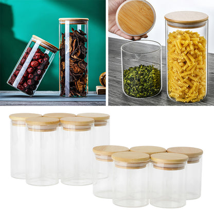 Glass Food Storage Jars With Lids Set Of 10 Glass Airtight Kitchen Food Canisters Cylinder Clear Preserving Seal Containers With Lid For Canning Cereal, Pasta, Spices Valentine's Day Gifts