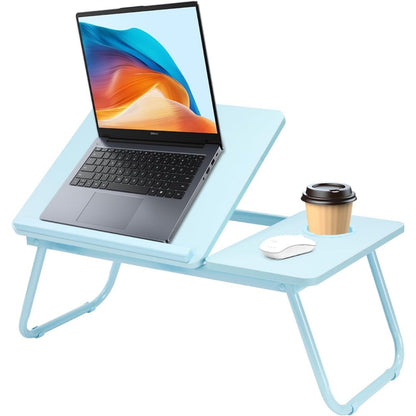 [Cozy Comfort] 73*40cm Versatile Folding Laptop Desk with Cup Holder - 5-Level Adjustable Tilt, Portable & Sturdy Wooden Frame, Ideal for Reading, Studying & Serving Breakfast in Bed - Available in Black, Walnut, Natural, Pink