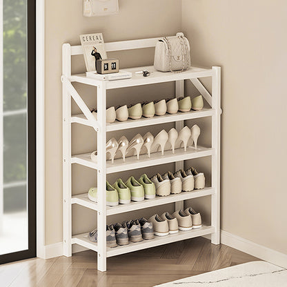 5 Tiers Bamboo Foldable Vertical Shoe Rack, Multifunctional Free Standing Shoe, Portable Space Saving Convenient Small Shoe Racks, Without Installation for Hallways Outdoor Entryway