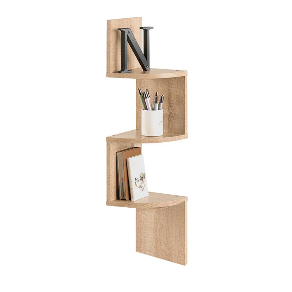 Three-Tier Rustic Corner Wall Shelf with Curved Platforms - product detail 18
