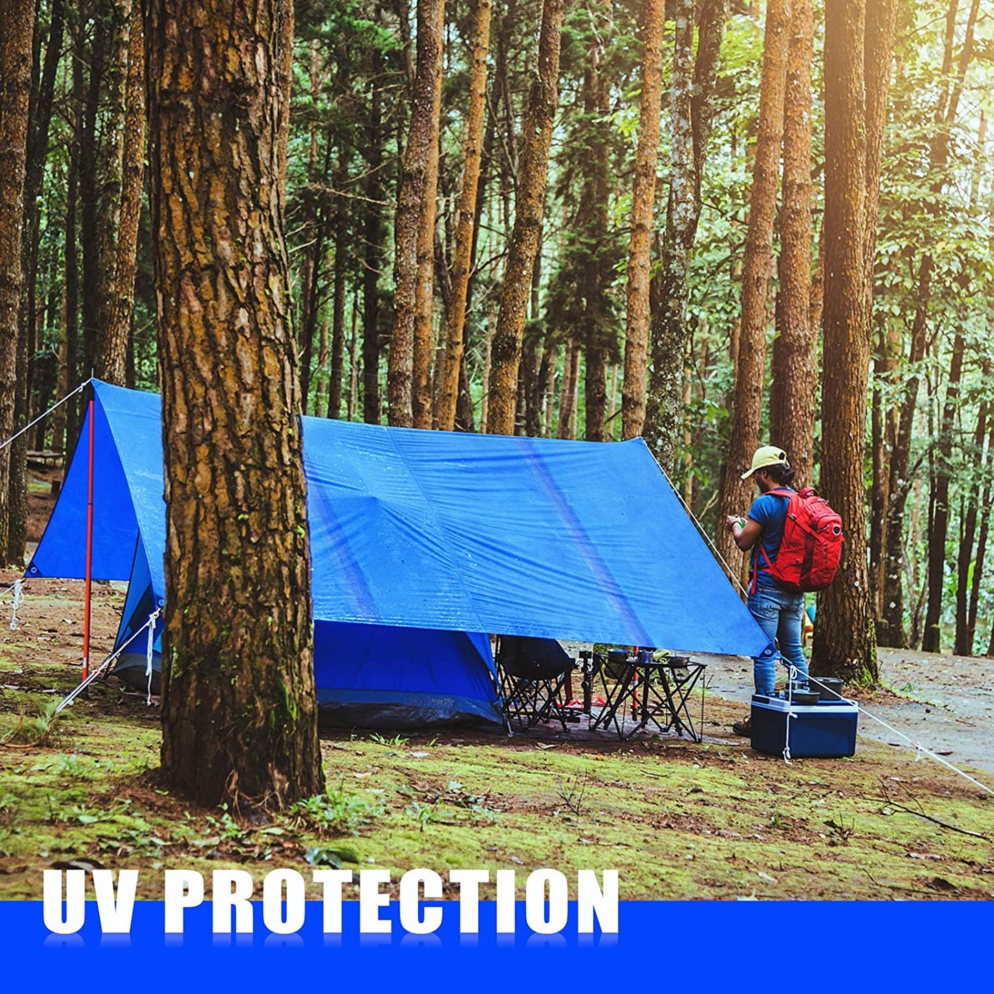 3x5m Blue Tarpaulin Waterproof Cover Trap Heavy Duty Waterproof Camping Sheet Cover 3 x 5 Metres