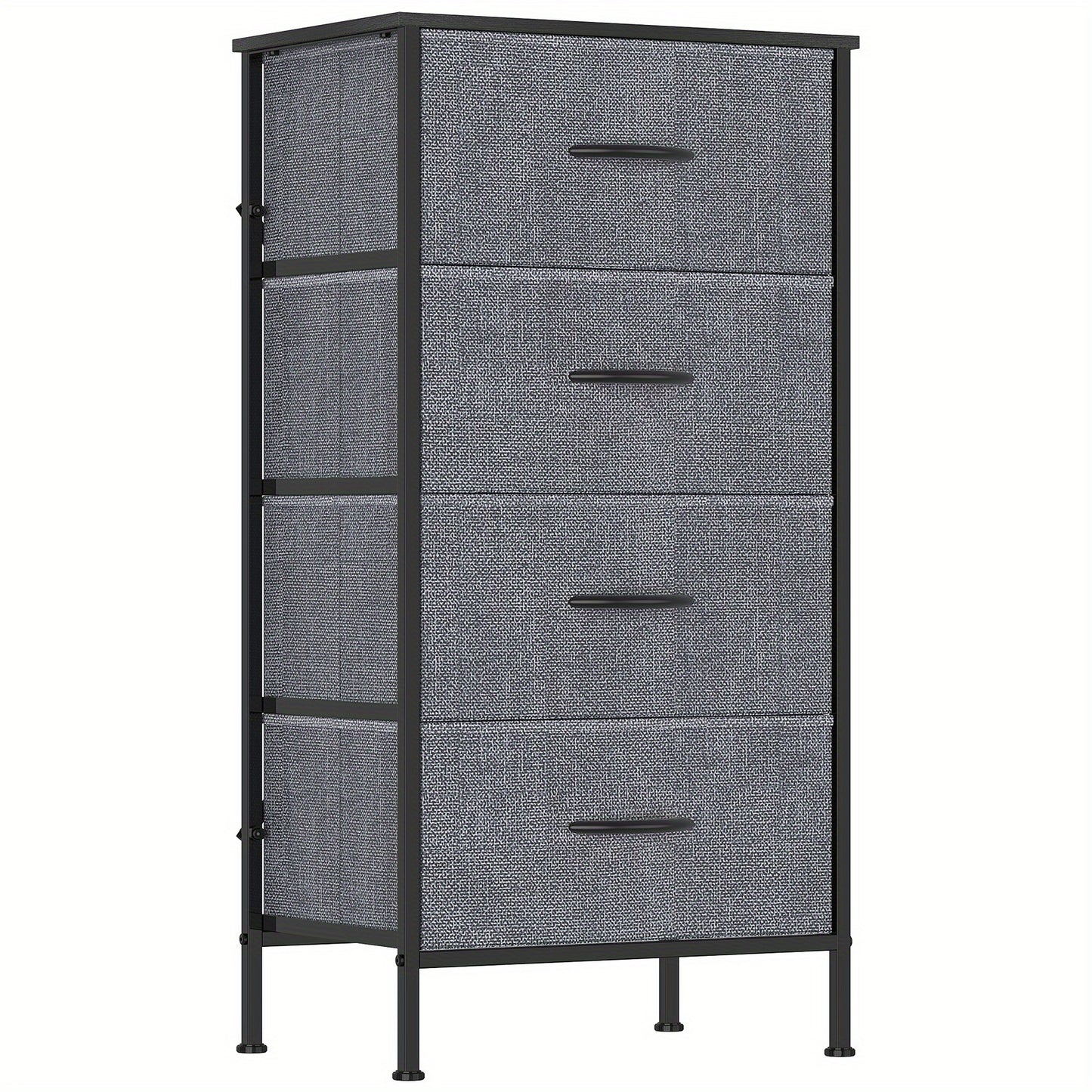 1pc Modern Tall Dresser with 4 Spacious Drawers - Large Storage Cabinet with MDF Wood Top & Sturdy Metal Frame, Freestanding Tall Tower Unit with Legs, 68.58cm+ Height, 3.2 Cu Ft Capacity, Space-Saving Vertical Organizer for Bedroom/Living Room