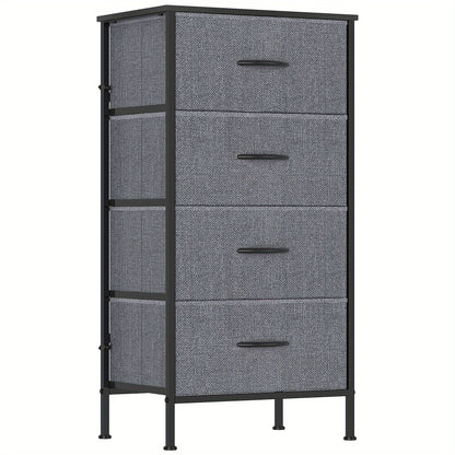 1pc Modern Tall Dresser with 4 Spacious Drawers - Large Storage Cabinet with MDF Wood Top & Sturdy Metal Frame, Freestanding Tall Tower Unit with Legs, 68.58cm+ Height, 3.2 Cu Ft Capacity, Space-Saving Vertical Organizer for Bedroom/Living Room