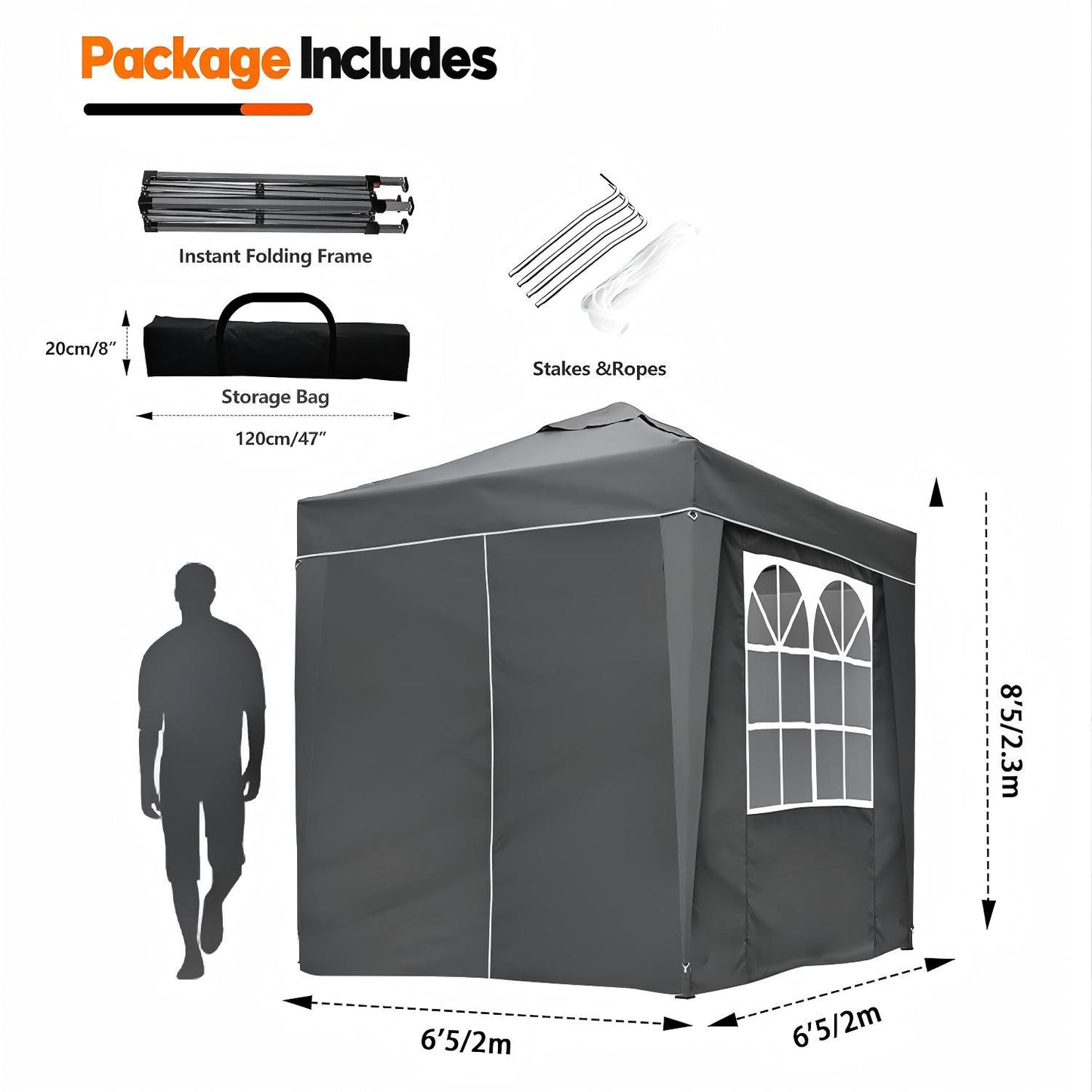 Nordivale Portable 2x2/3x3m Pop-Up Canopy with Enclosure Cloth Sidewalls | Instant Shade & Party Shelter for Gardens, Camping & Events
