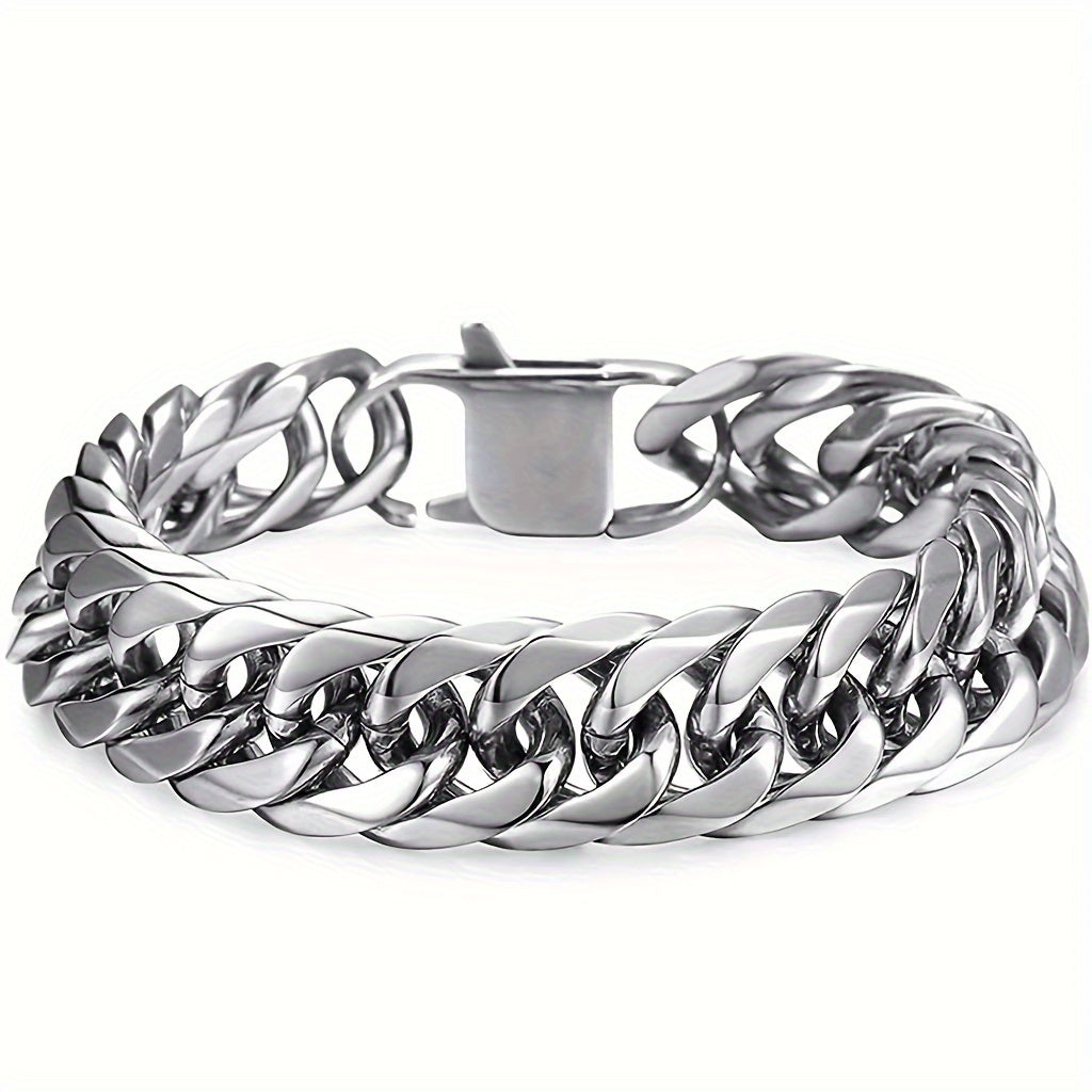 16/19/21Mm Width 316 Stainless Steel Curb Bracelet Hip Hop Party Men'S 316 Stainless Steel Bracelet Heavy Chain