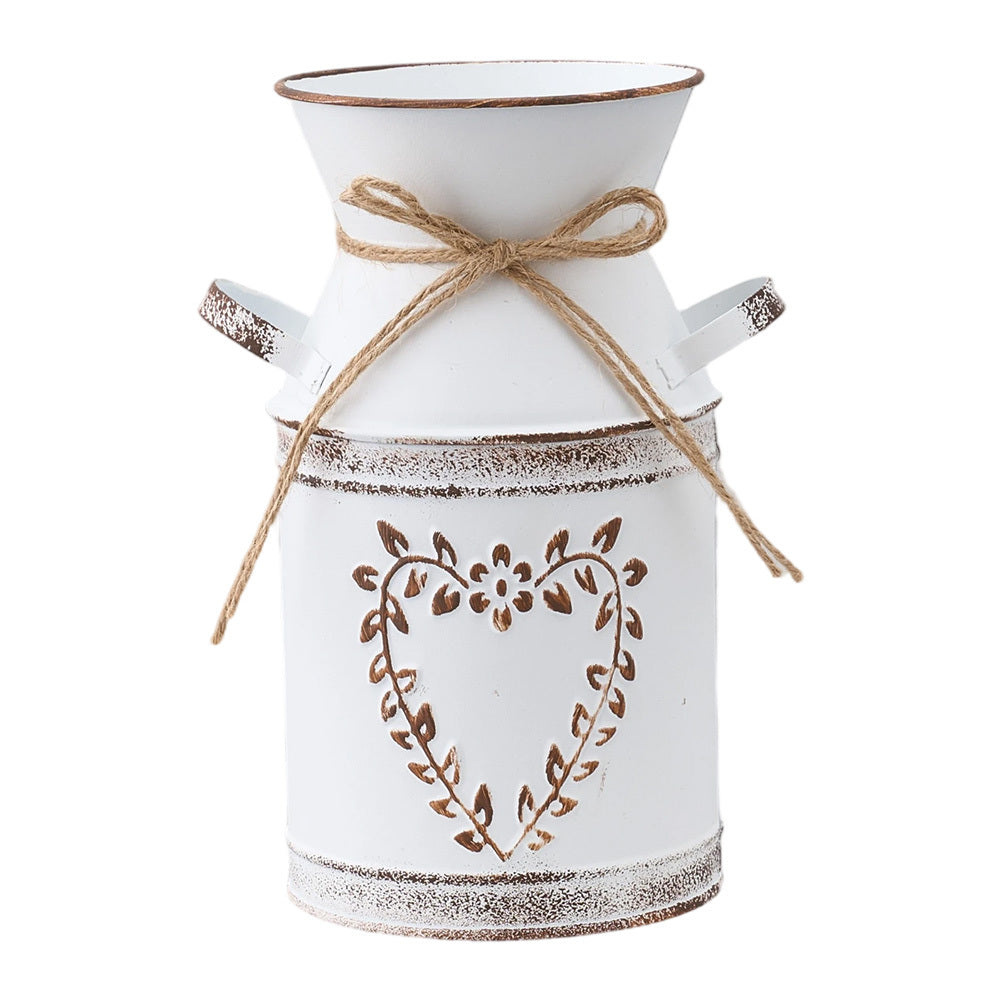 Rustic Metal Pitcher Vase with Heart Cut-Out Detail - dimensions detail 16