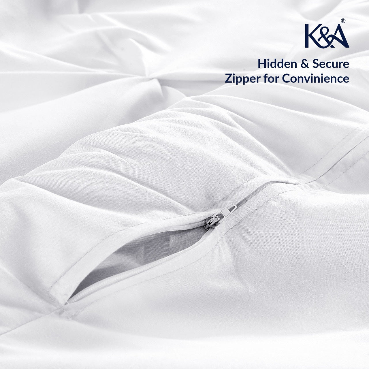 K&A® Pintuck Pinch Pleat Duvet Cover Set with Zipper Closure including Pillowcase – Ultrasoft Brushed Microfiber – Easy Care & Machine Washable