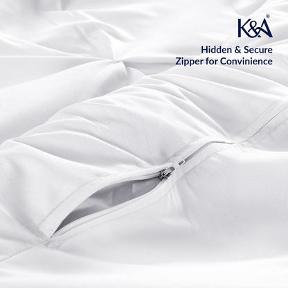 K&A® Pintuck Pinch Pleat Duvet Cover Set with Zipper Closure including Pillowcase – Ultrasoft Brushed Microfiber – Easy Care & Machine Washable