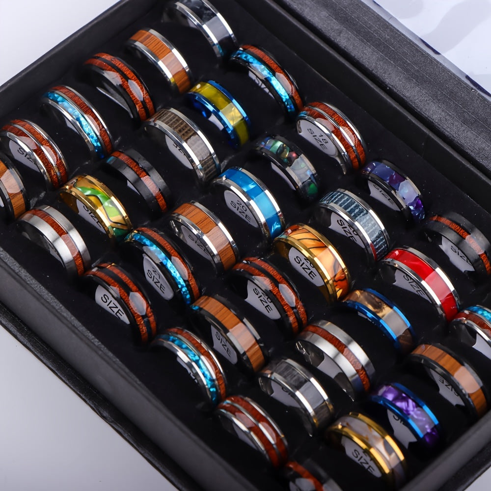 Mixed Shell and Wood-Grain Rings - alternate angle 2