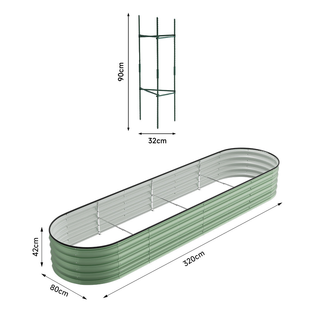 Extra Large Raised Beds for Garden, Oval Planter Box with Plant Climbing Frame, Outdoor Raised Planters for Vegetables, Flowers & Herbs, Bottomless Metal Garden Bed