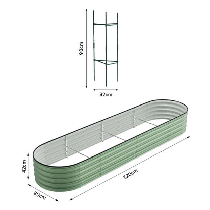 Extra Large Raised Beds for Garden, Oval Planter Box with Plant Climbing Frame, Outdoor Raised Planters for Vegetables, Flowers & Herbs, Bottomless Metal Garden Bed