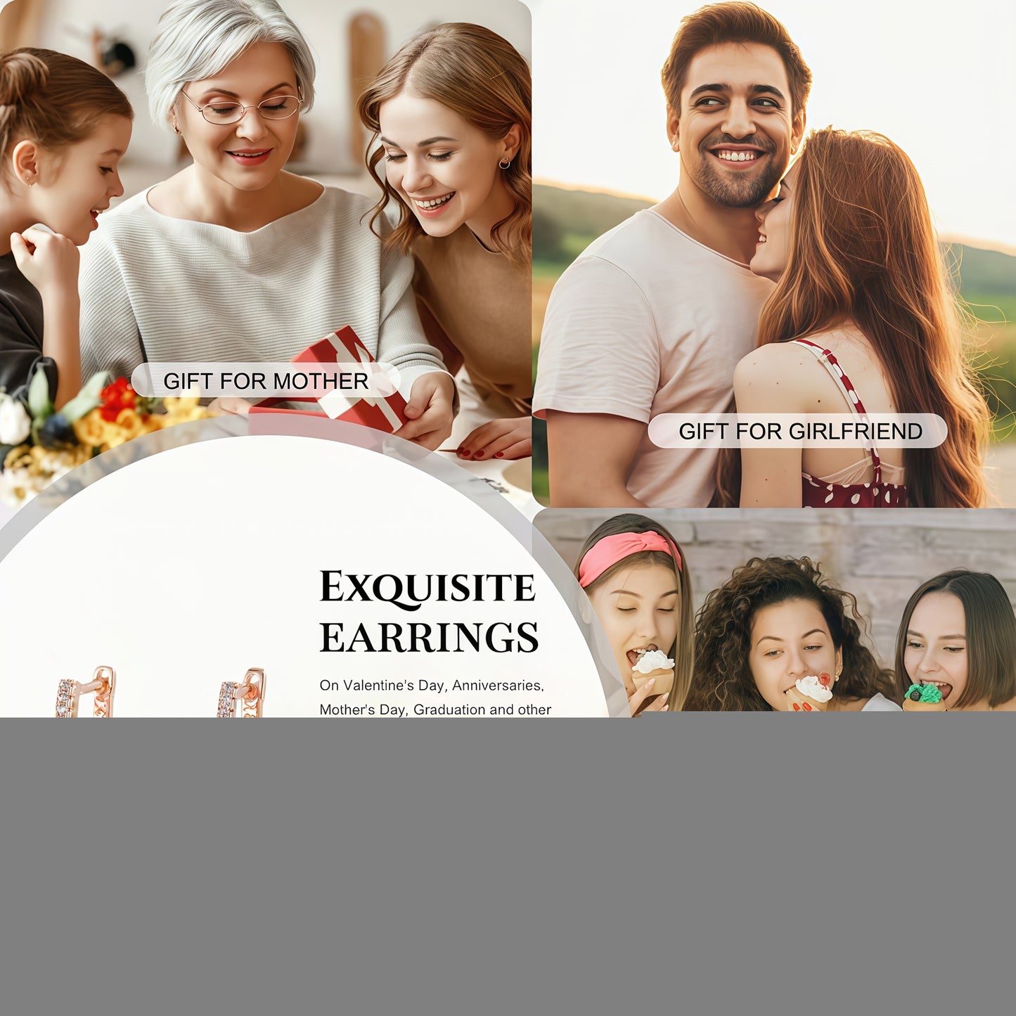 [Wedding Jewelry] A Pair of Rose Golden High-End Hypoallergenic Copper Women's Earrings, Elegant and Luxurious with Synthetic Synthetic Zirconia Inlay, Rose Flower and Lily of the Valley Pendant Design, Suitable for Daily Wear, Banquets, and Vacations, We