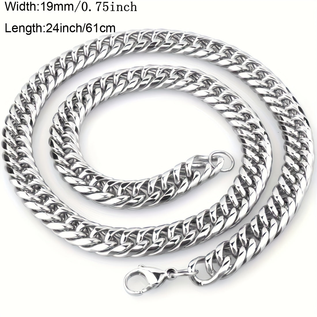 19Mm High Quality 316 316 Stainless Steel Heavy Necklace Men'S Curb Cuban Chain Necklace