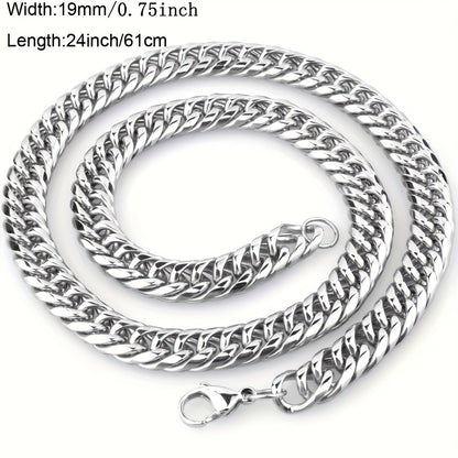 19Mm High Quality 316 316 Stainless Steel Heavy Necklace Men'S Curb Cuban Chain Necklace