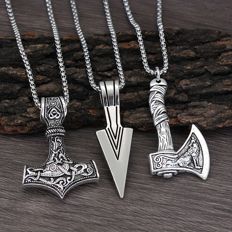 Viking Pendant Necklace Set - alternate angle 2