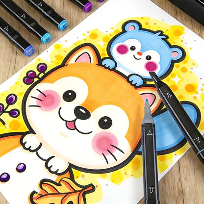 160/178 Colours Dual-Tip Marker Set with Sketchbook. Start Your Artistic Journey! Professional, Non-erasable Markers, Ideal for Art, Office, Study And Holiday Gifts