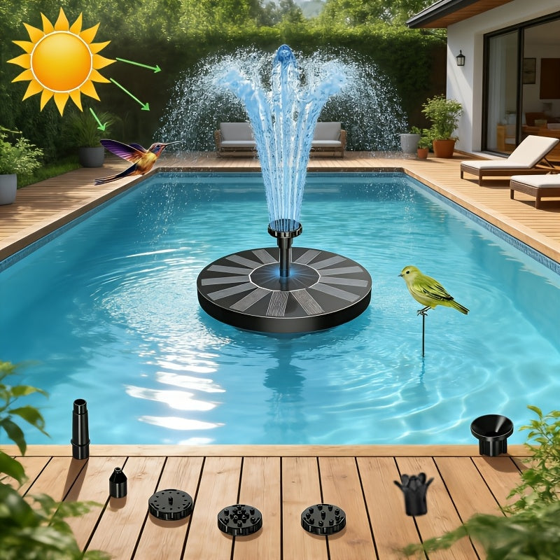 1.8W Solar Fountain Outdoor Floating Fountain Suitable for,, Pond - Water with Floating Base, Fountain for Courtyard Decoration, Bird Bath, Assembly, Plastic for Fountain (No Detachable PV)