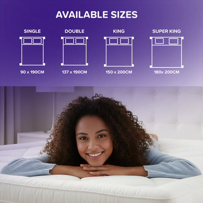 Hotel Quality 10cm Mattress Topper, Ultra Soft & Deep Mattress Topper, 1200gsm Brushed Microfiber Mattress Pad with Hollowfiber Filling, Elastic Corner Straps Fits Up to 40cm, Single, Double, King, Super King Sizes