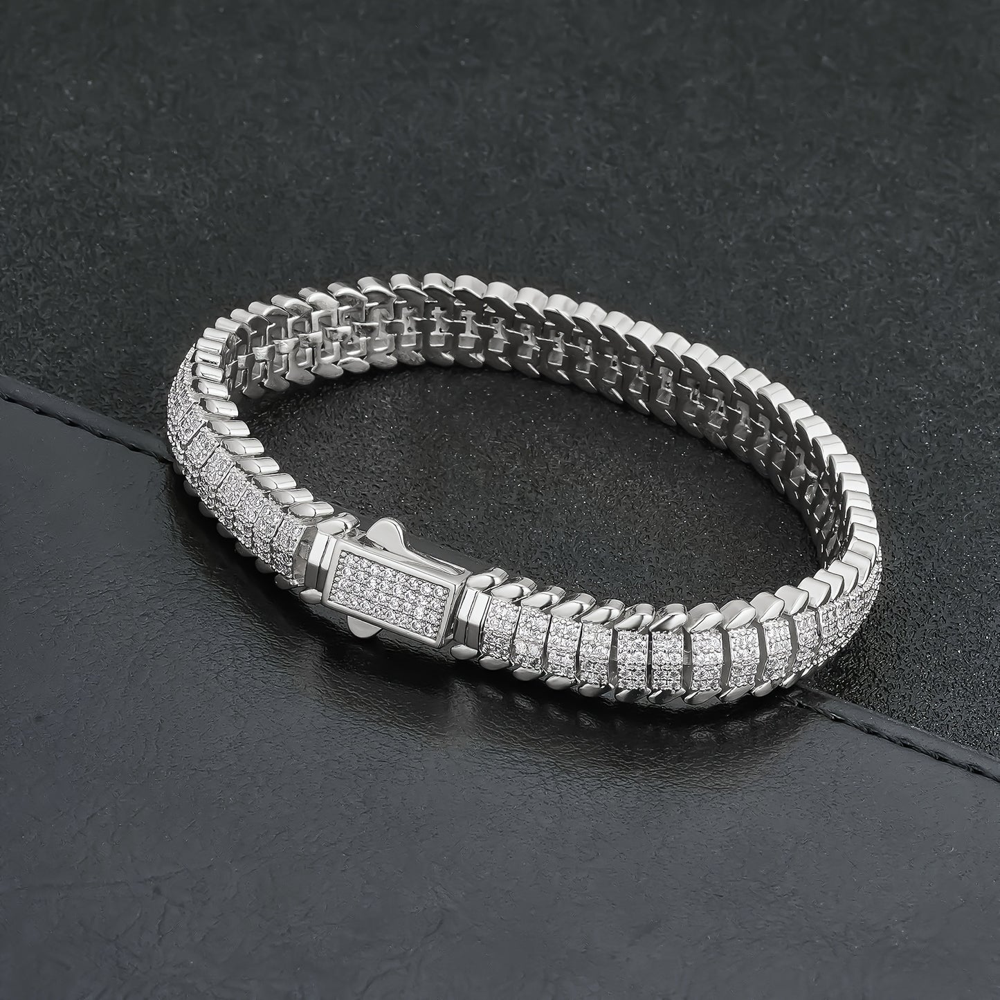 ICEDCHICS 1pc 9MM Hip Hop Bracelet RAPPER Rap Bracelet Daily Party Wear Bracelet Romantic Holiday Holiday Gift
