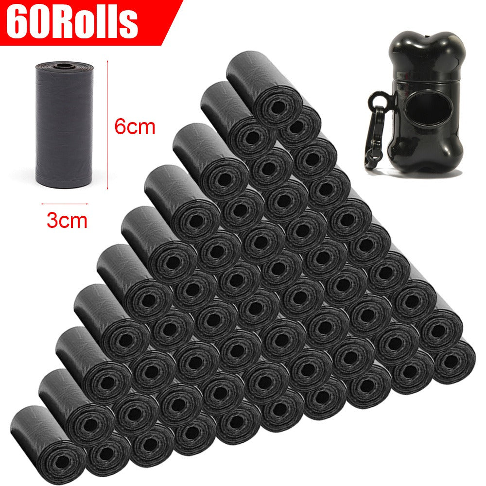 Dog Poop Bags 1200 Bags 60 Rolls with Dispenser – Leak-Proof Thickened Pet Waste Bags, Easy-Open, Black, 30x22cm