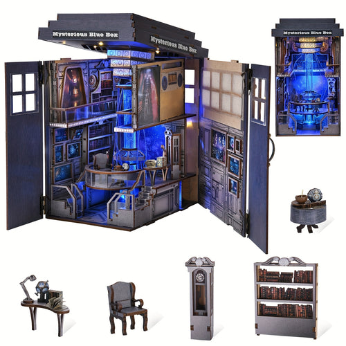 1 DIY Booknook Kit & Doll House - 3D Wooden Puzzle Building with Mysterious Magic Box, Wood Craft Kit for Miniature Doll's House, Challenging 3D Puzzle for s &, Christmas/ Birthday Gift,