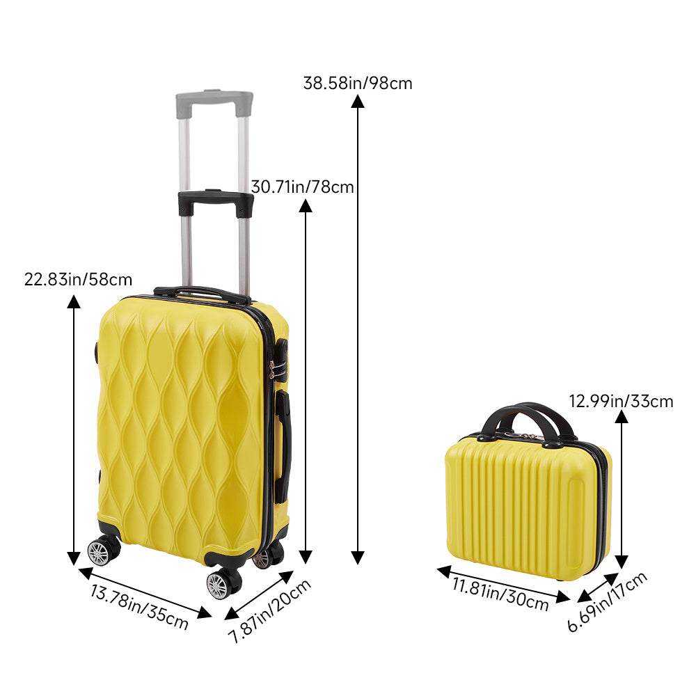 2-Piece Rolling Luggage Set, Travel Suitcase Set with Small Carry-On Case, Versatile Luggage for Daily Travel & Vacation, Sturdy Lightweight Luggage Set with 360° Wheels, Spinner Luggage Set, 20inch+14inch