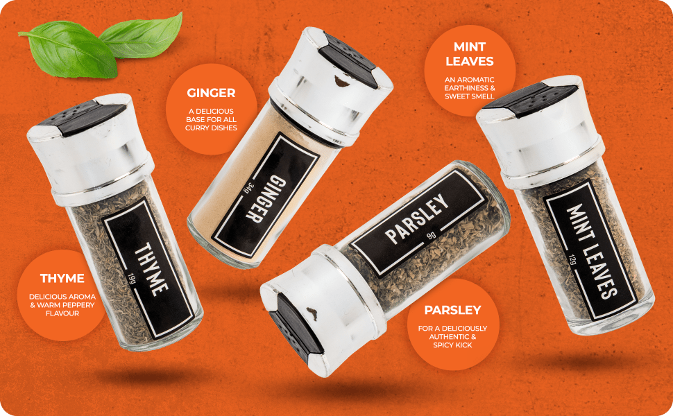 FabFinds Everyday 12 Herbs & Spices Rotating Rack Pre Filled Spice Jars Carousel Stand Complete Kitchen Seasoning Gift Set Stylish Countertop Storage for Everyday Cooking