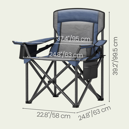 Oversized Lumbar Support Camping Chair, Heavy-Duty Outdoor Folding Chair