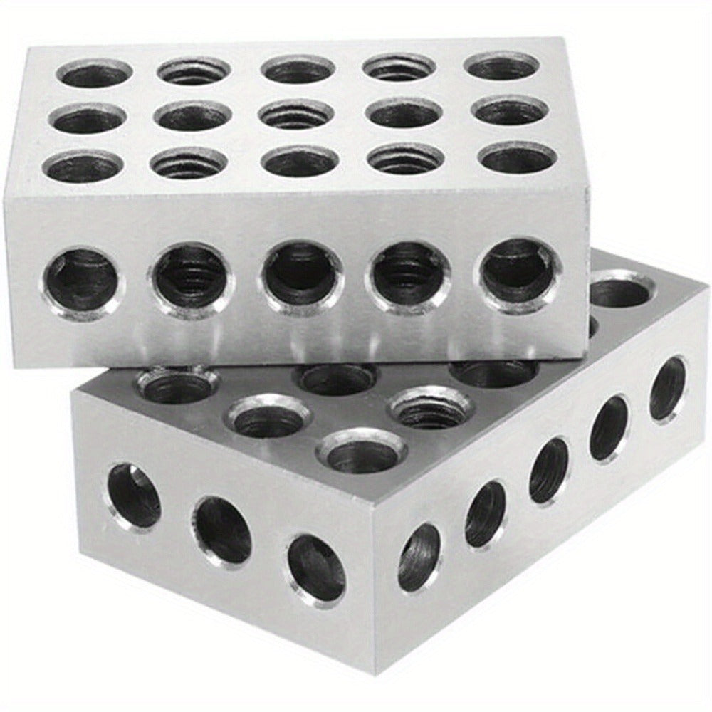 Precision 1-2-3 Clamping Blocks Set of 2 – Hardened Steel 23 Holes Metric & Imperial, 0.0001" Accuracy for Machining Milling & Workshop Setup