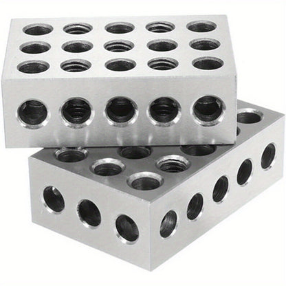 Precision 1-2-3 Clamping Blocks Set of 2 – Hardened Steel 23 Holes Metric & Imperial, 0.0001" Accuracy for Machining Milling & Workshop Setup