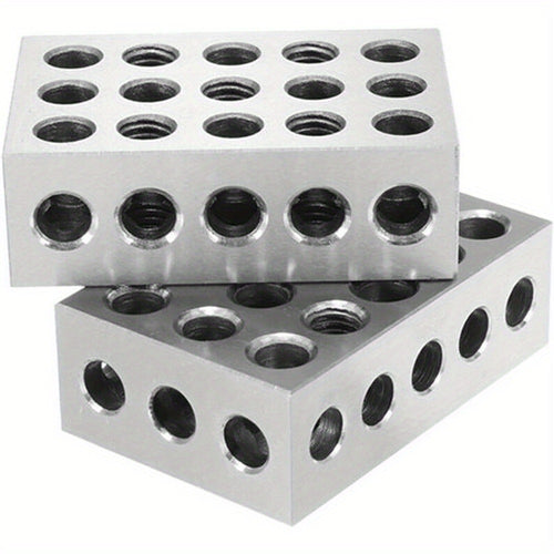 Precision 1-2-3 Clamping Blocks Set of 2 – Hardened Steel 23 Holes Metric & Imperial, 0.0001" Accuracy for Machining Milling & Workshop Setup
