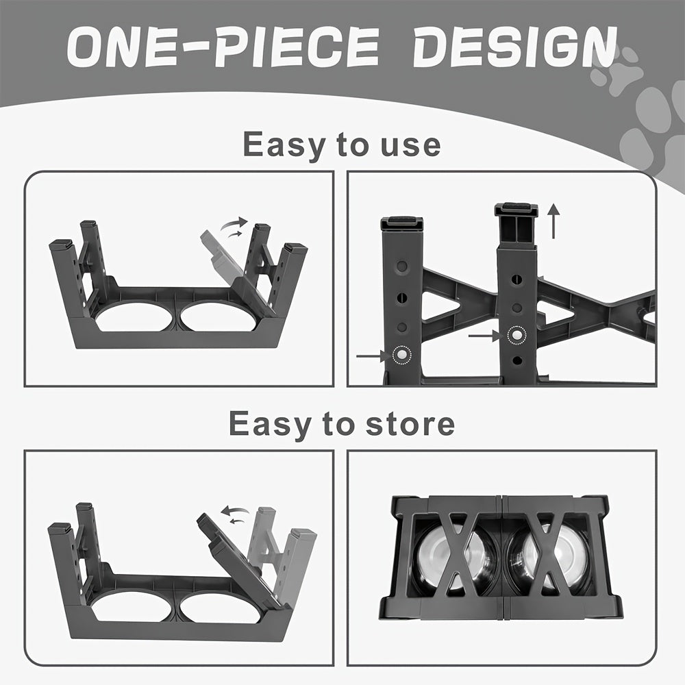 1SET Adjustable Height Pet Feeder Total of 5 Height Cat Bowl Dog Bowl with Two Detachable Stainless Steel Bowls for Dog Neck Protection Makes a Great Valentine'S Day Gift for Small, Medium And Large Dogs