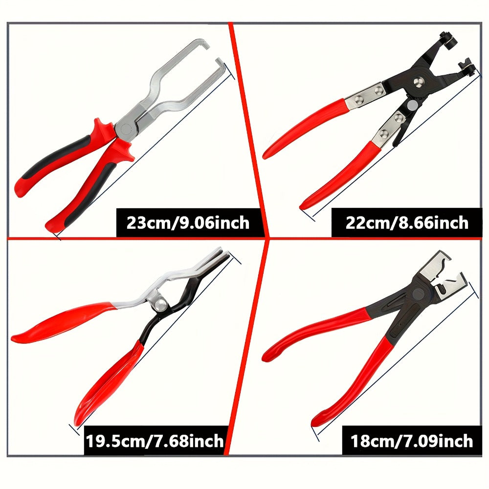 4pcs Set of Multifunctional Hose Clamp Pliers – Fuel Line Disconnection And Removal Tool Set for Car Maintenance, Suitable for Car And Truck Maintenance, Industrial And Home Repairs, Disassembly Tools, Fuel Water Pipe Maintenance